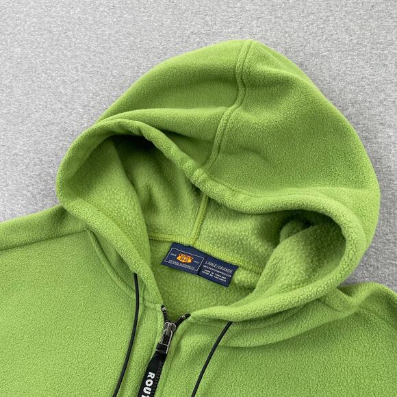 Y2K Route 66 Fleece Sweatshirt Womens L Lime Green Cropped Hoodie 1/2 Zip Retro - Picture 9 of 16